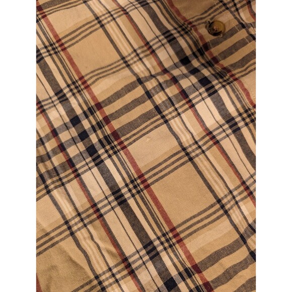 Vintage Eddie Bauer Plaid Button-Down Shirt Size L Brown Tan - Picture 4 of 6